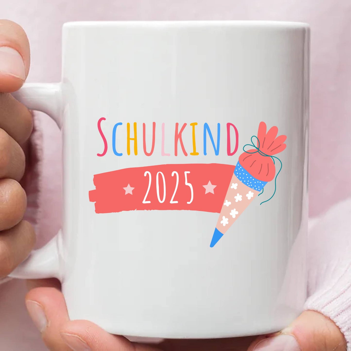 Schulkind 2025 – Tasse - rot / blau